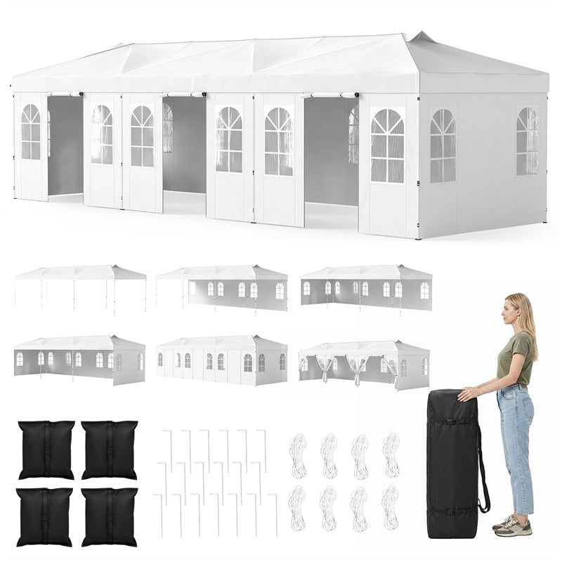 Pop Up Canopy Tent, Waterproof Outdoor Party Event Tent with Sidewalls, Center Lock & Sandbags Carry Bag, Portable Commercial Gazebo