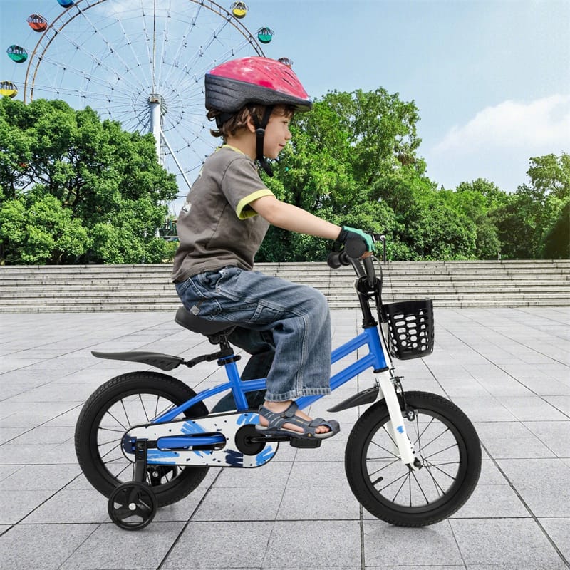 12-20 Inch Kids Bike with Removable Training Wheels, Basket & Bell for 3-8 Years Old Boys Girls, Adjustable Children Bicycle