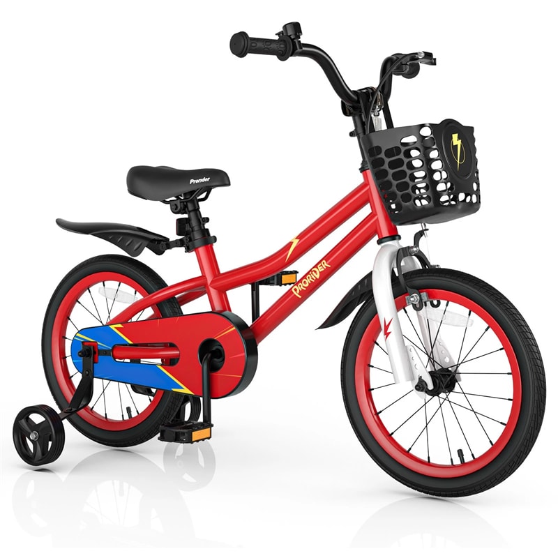 12-20 Inch Kids Bike with Removable Training Wheels, Basket & Bell for 3-8 Years Old Boys Girls, Adjustable Children Bicycle