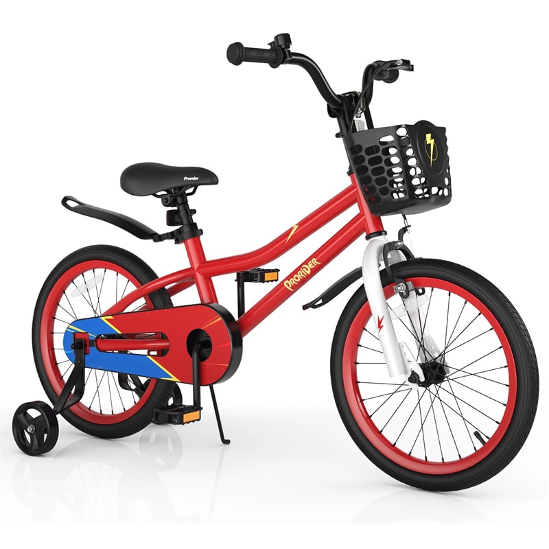 12-20 Inch Kids Bike with Removable Training Wheels, Basket & Bell for 3-8 Years Old Boys Girls, Adjustable Children Bicycle