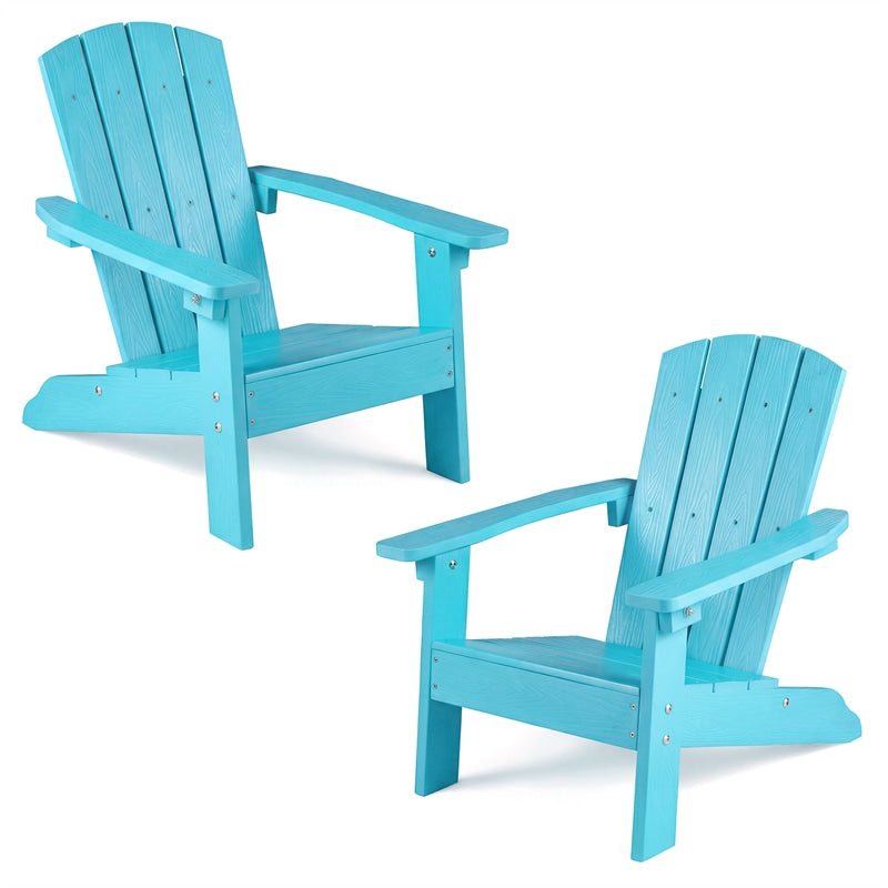 Kids Adirondack Chair, All-Weather HIPS Outdoor Chair with Ergonomic High Backrest & Armrests, Toddler Lawn Patio Seat for Ages 3-8