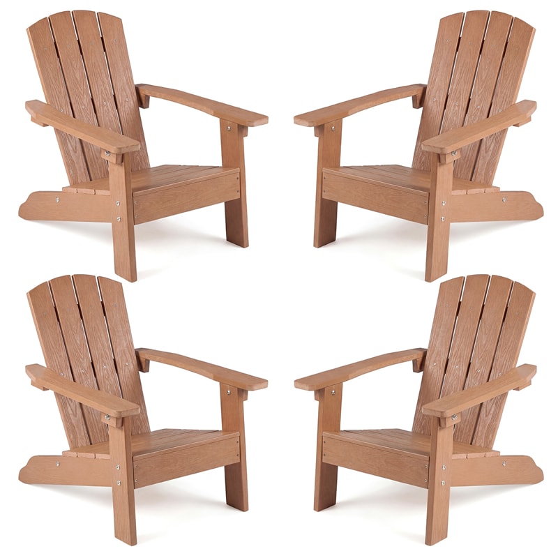 Kids Adirondack Chair, All-Weather HIPS Outdoor Chair with Ergonomic High Backrest & Armrests, Toddler Lawn Patio Seat for Ages 3-8