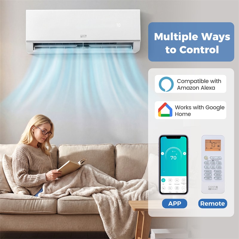 Blast Pro 9000 BTU Wifi Enabled Mini Split Air Conditioner & Heater, Inverter Ductless AC & Heat Pump System with Installation Kit