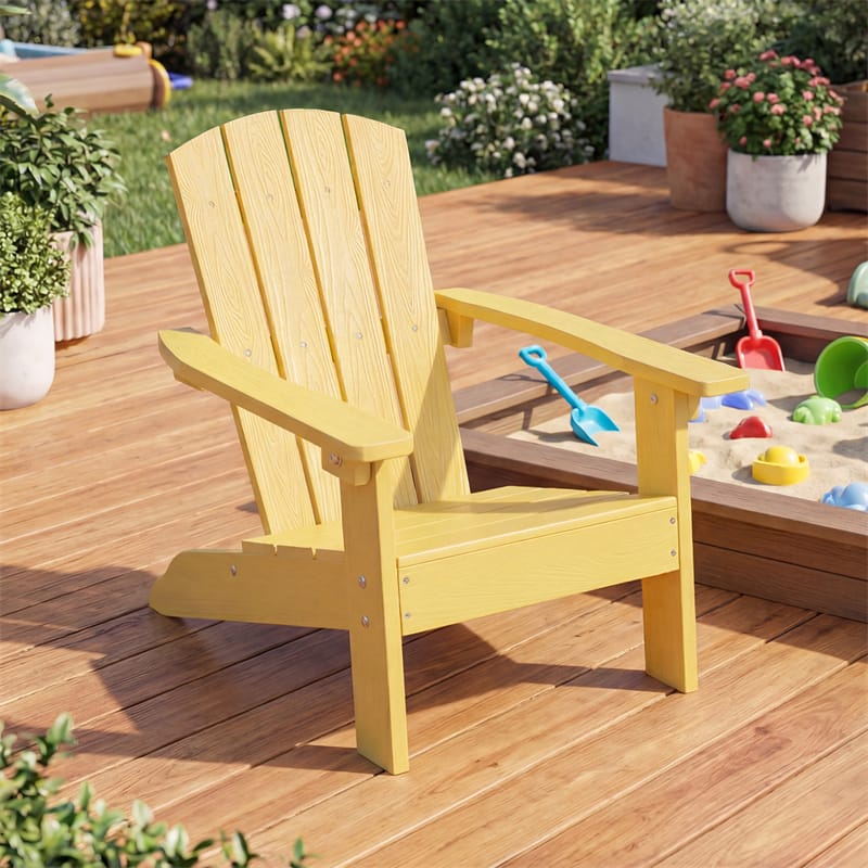Kids Adirondack Chair, All-Weather HIPS Outdoor Chair with Ergonomic High Backrest & Armrests, Toddler Lawn Patio Seat for Ages 3-8