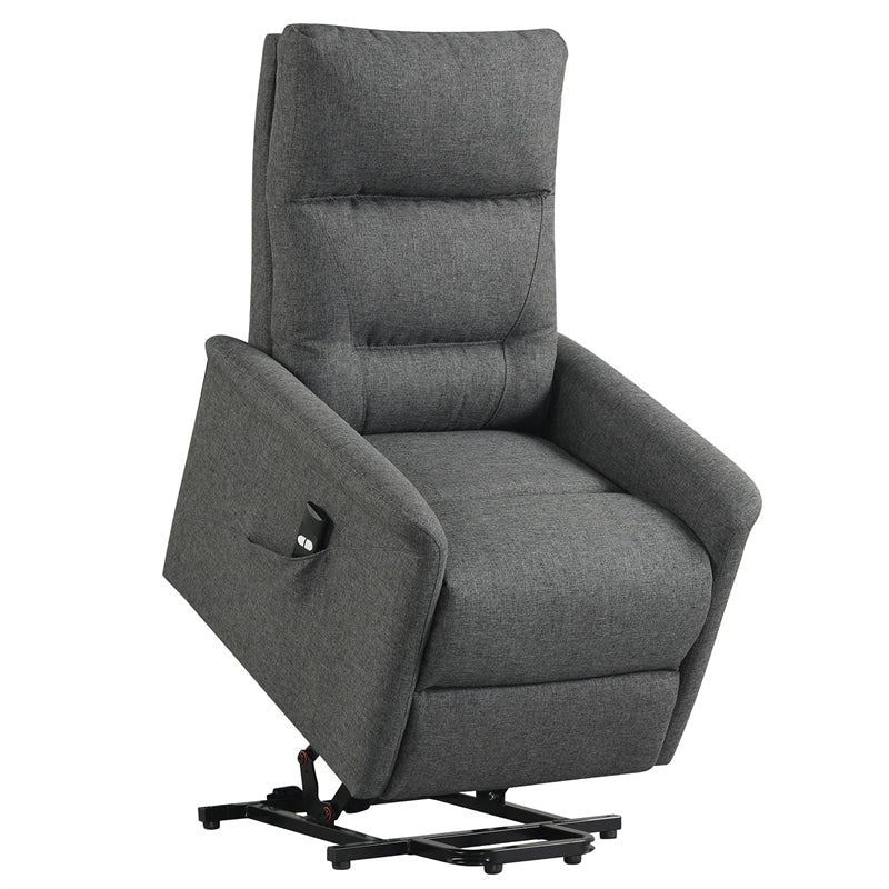Power Lift Recliner Chair for Elderly, Electric Fabric Recliner Sofa with Remote Control, Side Storage Pocket & Retractable Footrest for Living Room