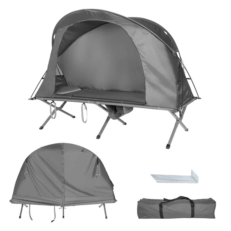 4-in-1 Camping Cot Tent for 1-Person, Foldable Elevated Tent with Waterproof External Cover, Air Mattress & Carrying Bag for Outdoor Hiking