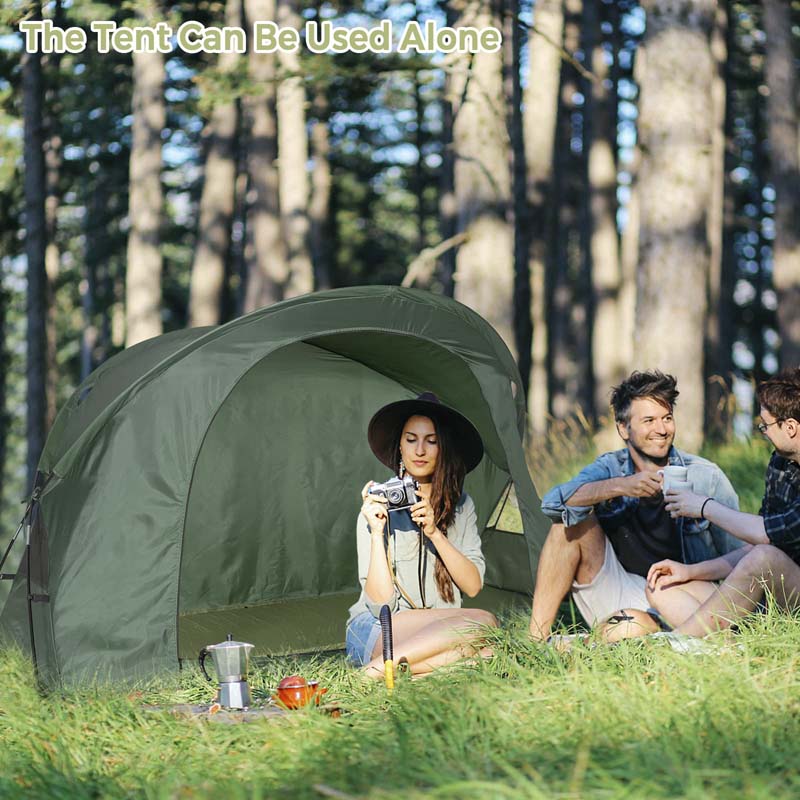 4-in-1 Camping Cot Tent for 1-Person, Foldable Elevated Tent with Waterproof External Cover, Air Mattress & Carrying Bag for Outdoor Hiking
