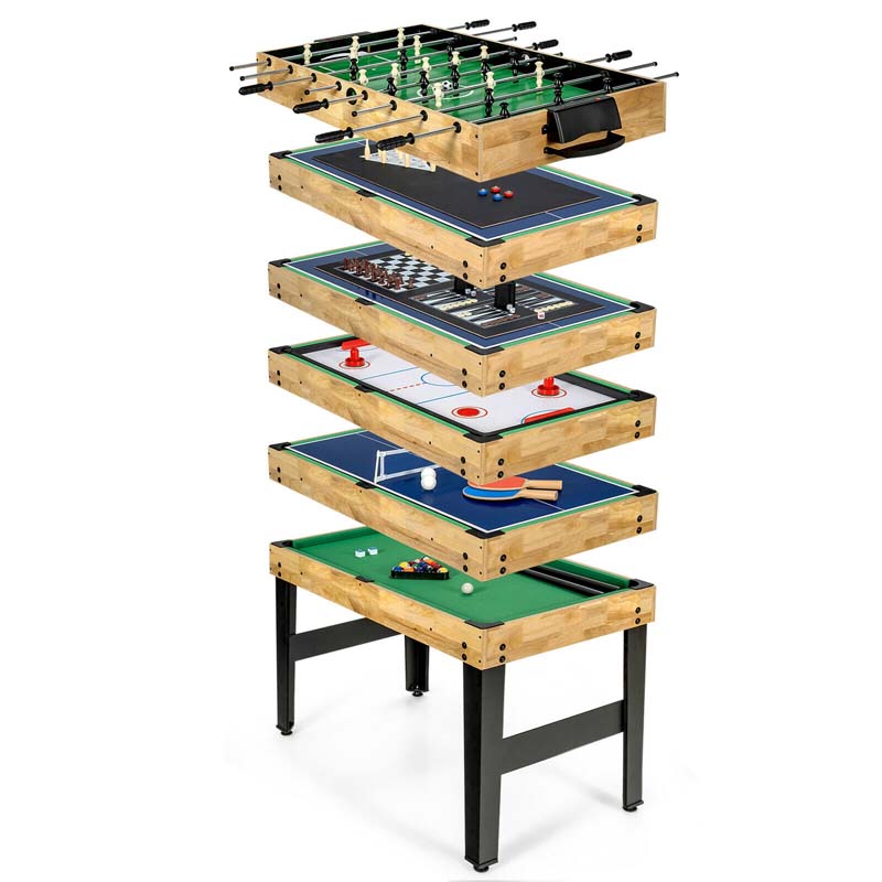 10-in-1 Combo Multi Game Table Set with Foosball, Table Tennis, Pool, Air Hockey Table, Bowling, Chess, Checkers, Backgammon