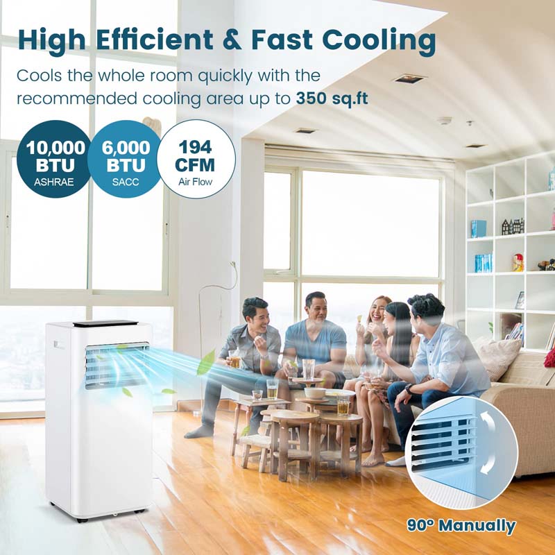10000 BTU Portable Air Conditioner, 3-in-1 Room AC Unit with Fan, Dehumidifier & Sleep Mode, Remote, Child Lock, Window Kit for Bedroom, Office, Dorm