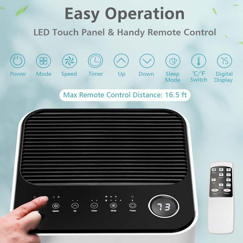 10000 BTU Portable Air Conditioner, 3-in-1 Quiet AC Unit with Fan & Dehumidifier, Sleep Mode, 24H Timer, Window Kit for Rooms up to 350 Sq. Ft
