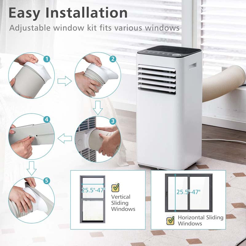 10000 BTU Portable Air Conditioner, 3-in-1 Quiet AC Unit with Fan & Dehumidifier, Sleep Mode, 24H Timer, Window Kit for Rooms up to 350 Sq. Ft