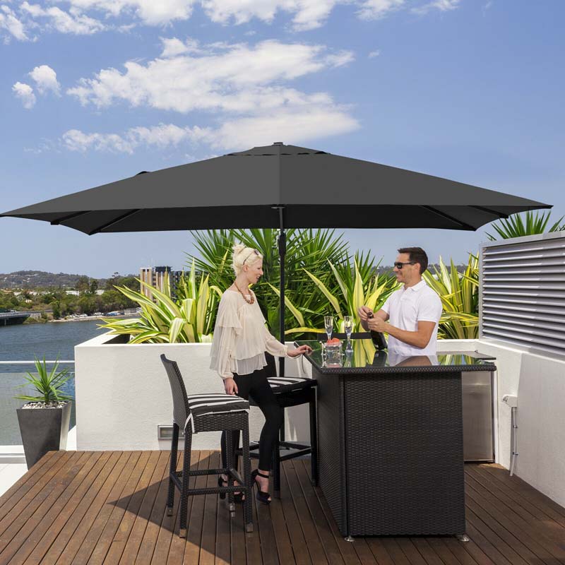 10 x 13FT Patio Umbrella Outdoor Rectangular Cantilever Umbrella for Market, Hanging Offset Umbrella with 360° Rotation