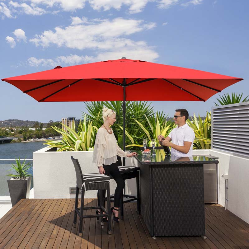 10 x 13FT Patio Umbrella Outdoor Rectangular Cantilever Umbrella for Market, Hanging Offset Umbrella with 360° Rotation