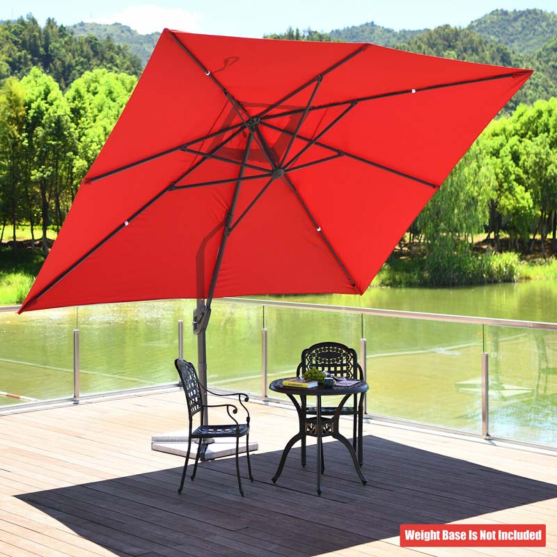 10 x 13FT Patio Umbrella Outdoor Rectangular Cantilever Umbrella for Market, Hanging Offset Umbrella with 360° Rotation