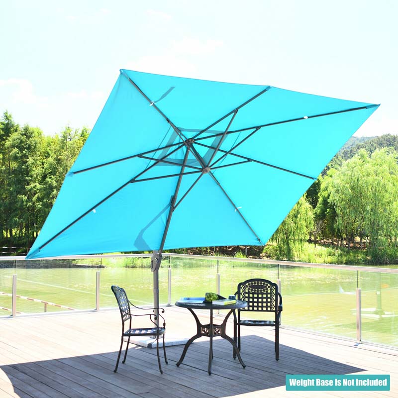 10 x 13FT Patio Umbrella Outdoor Rectangular Cantilever Umbrella for Market, Hanging Offset Umbrella with 360° Rotation