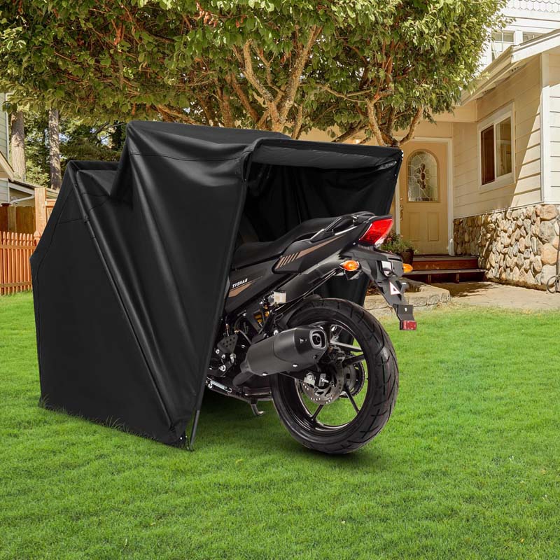 Heavy Duty Motorcycle Shed, Waterproof Motorbike Storage Garage Tent with 600D Oxford Fabric & Roll-up Mesh Ventilation Window, 136" x 54" x 75"