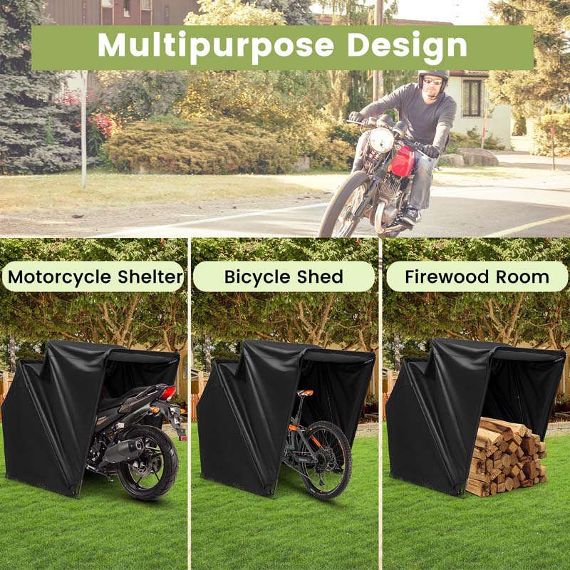 Heavy Duty Motorcycle Shed, Waterproof Motorbike Storage Garage Tent with 600D Oxford Fabric & Roll-up Mesh Ventilation Window, 136" x 54" x 75"
