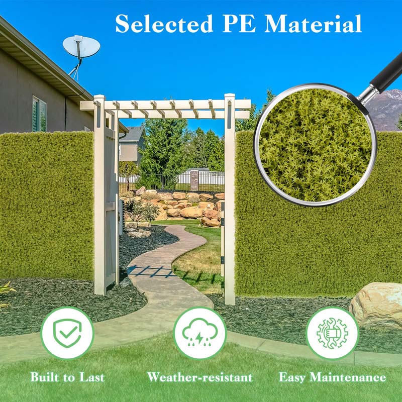 12Pcs Faux Green Moss Panels, 20" x 20" Artificial Grass Wall Panels with X-shaped Structure, Greenery Wall Backdrop for Backyard Porch