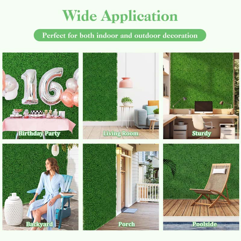 12Pcs Faux Green Moss Panels, 20" x 20" Artificial Grass Wall Panels with X-shaped Structure, Greenery Wall Backdrop for Backyard Porch