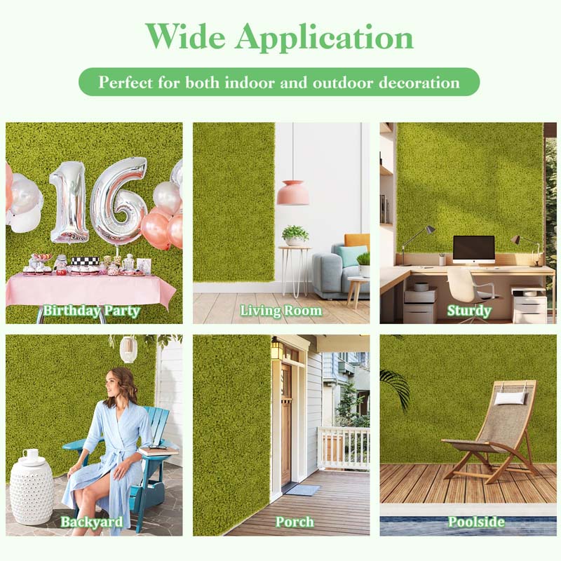 12Pcs Faux Green Moss Panels, 20" x 20" Artificial Grass Wall Panels with X-shaped Structure, Greenery Wall Backdrop for Backyard Porch