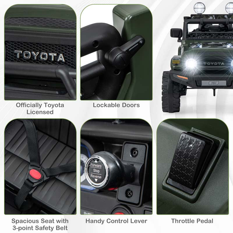 Licensed Toyota FJ Cruiser Kids Ride on Truck, 12V 7Ah Battery Powered Electric Toy Car w/Remote Control, Shock Suspension