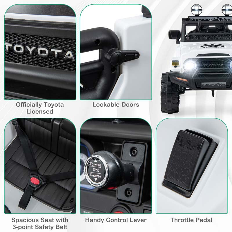 Licensed Toyota FJ Cruiser Kids Ride on Truck, 12V 7Ah Battery Powered Electric Toy Car w/Remote Control, Shock Suspension
