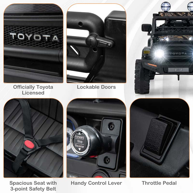 Licensed Toyota FJ Cruiser Kids Ride on Truck, 12V 7Ah Battery Powered Electric Toy Car w/Remote Control, Shock Suspension