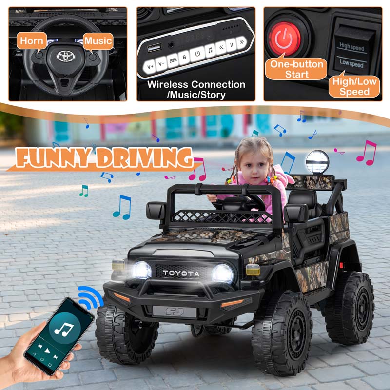 Licensed Toyota FJ Cruiser Kids Ride on Truck, 12V 7Ah Battery Powered Electric Toy Car w/Remote Control, Shock Suspension