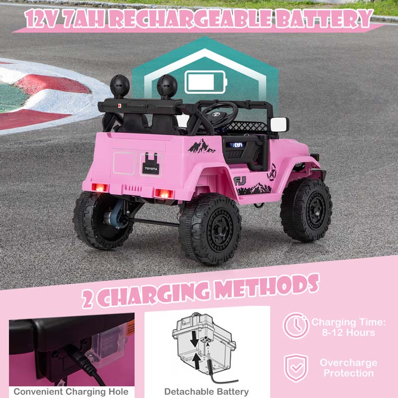 Licensed Toyota FJ Cruiser Kids Ride on Truck, 12V 7Ah Battery Powered Electric Toy Car w/Remote Control, Shock Suspension