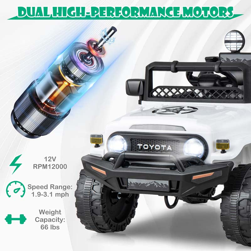 Licensed Toyota FJ Cruiser Kids Ride on Truck, 12V 7Ah Battery Powered Electric Toy Car w/Remote Control, Shock Suspension