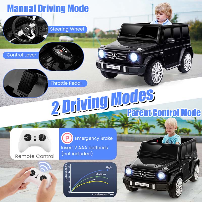 Licensed Mercedes Benz G500 Kids Ride On Car Truck with Rocking Mode, 12V Battery Powered 4WD G Wagon Electric Toy Vehicle
