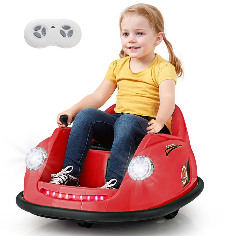 12V Electric Kids Ride on Bumper Car with Remote Control, 360° Spin & LED Lights, Battery Powered Baby Bumping Toy Car for Toddlers Ages 2-5