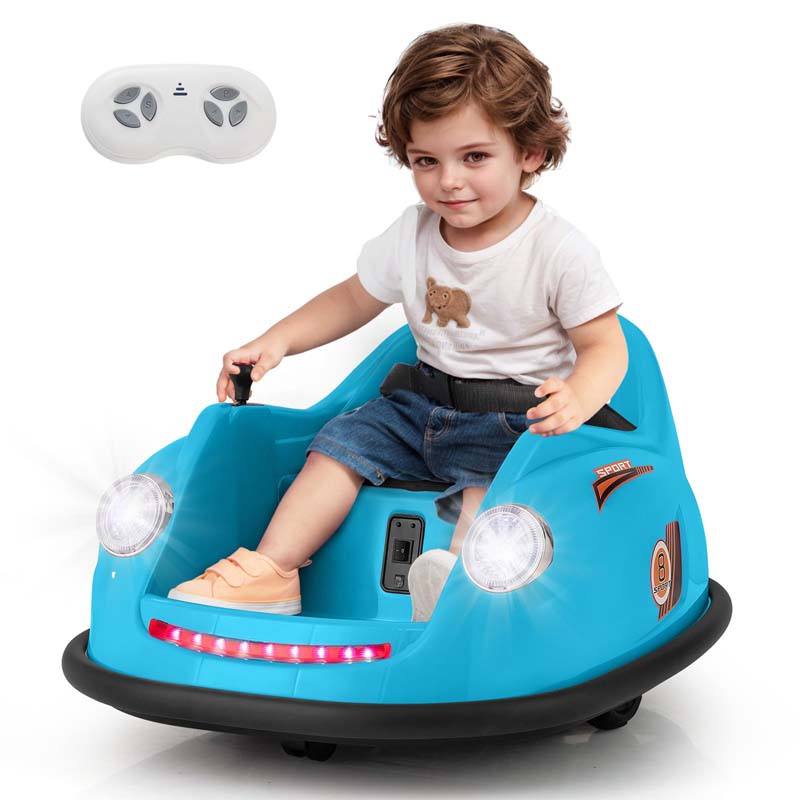 12V Electric Kids Ride on Bumper Car with Remote Control, 360° Spin & LED Lights, Battery Powered Baby Bumping Toy Car for Toddlers Ages 2-5