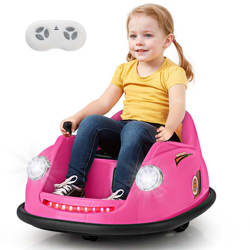 12V Electric Kids Ride on Bumper Car with Remote Control, 360° Spin & LED Lights, Battery Powered Baby Bumping Toy Car for Toddlers Ages 2-5