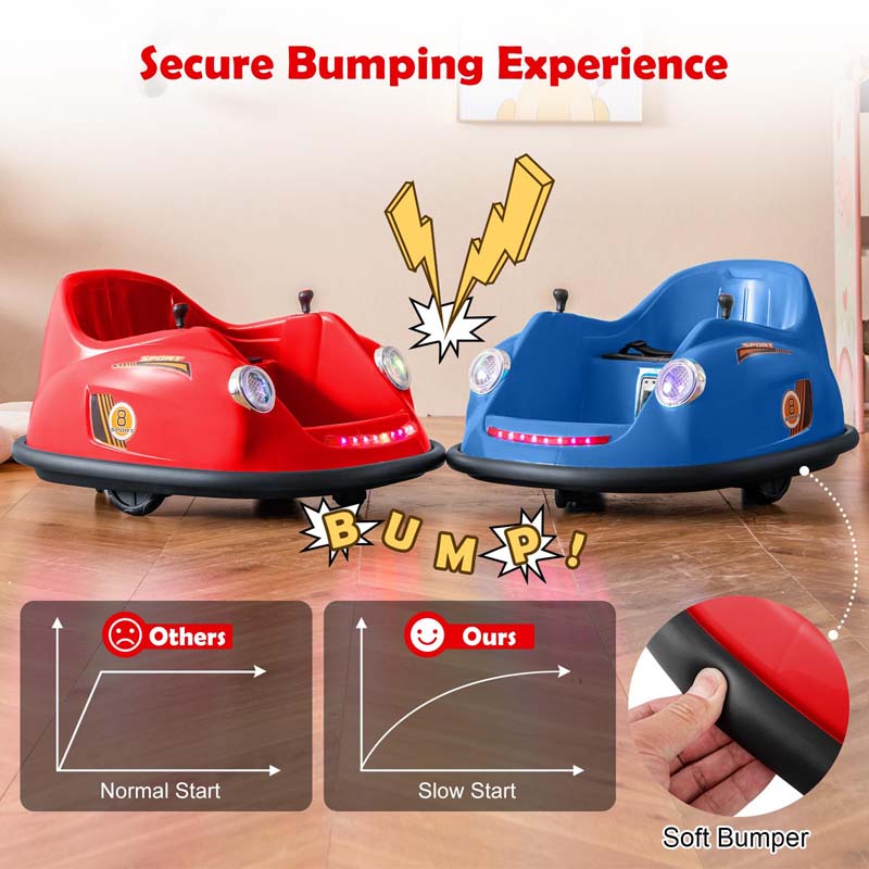 12V Electric Kids Ride on Bumper Car with Remote Control, 360° Spin & LED Lights, Battery Powered Baby Bumping Toy Car for Toddlers Ages 2-5