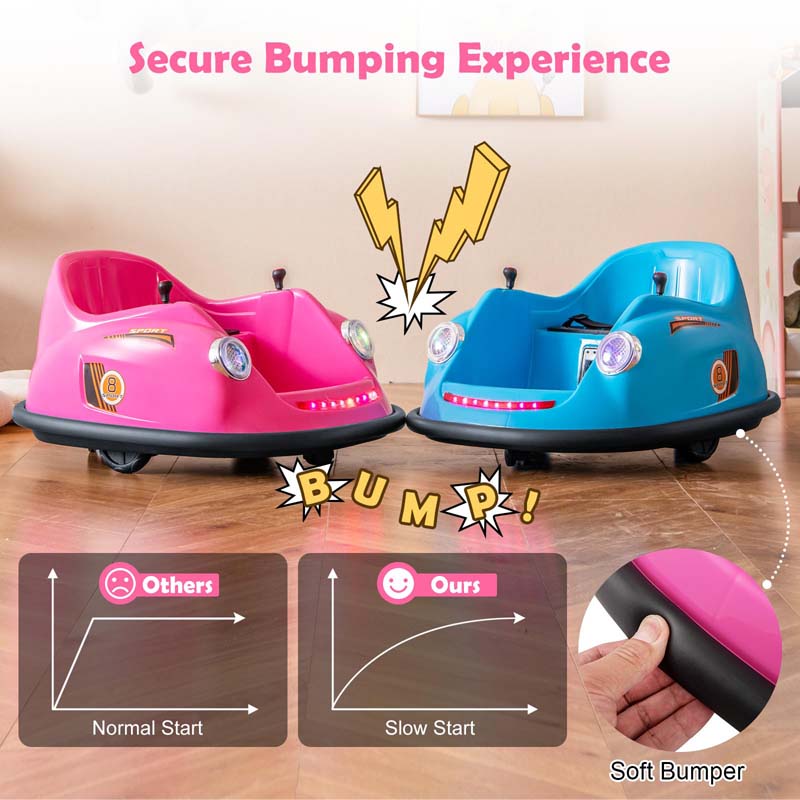 12V Electric Kids Ride on Bumper Car with Remote Control, 360° Spin & LED Lights, Battery Powered Baby Bumping Toy Car for Toddlers Ages 2-5