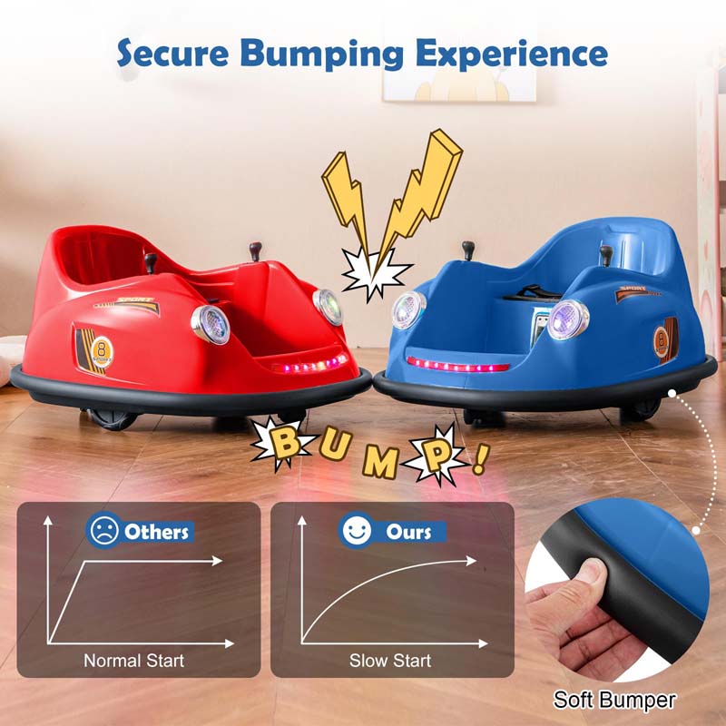 12V Electric Kids Ride on Bumper Car with Remote Control, 360° Spin & LED Lights, Battery Powered Baby Bumping Toy Car for Toddlers Ages 2-5