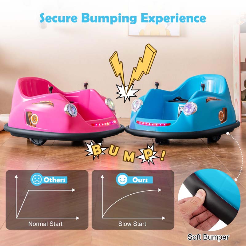 12V Electric Kids Ride on Bumper Car with Remote Control, 360° Spin & LED Lights, Battery Powered Baby Bumping Toy Car for Toddlers Ages 2-5
