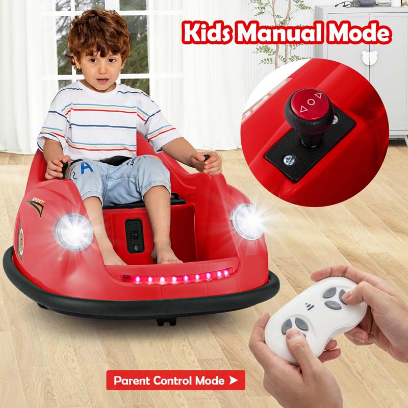 12V Electric Kids Ride on Bumper Car with Remote Control, 360° Spin & LED Lights, Battery Powered Baby Bumping Toy Car for Toddlers Ages 2-5