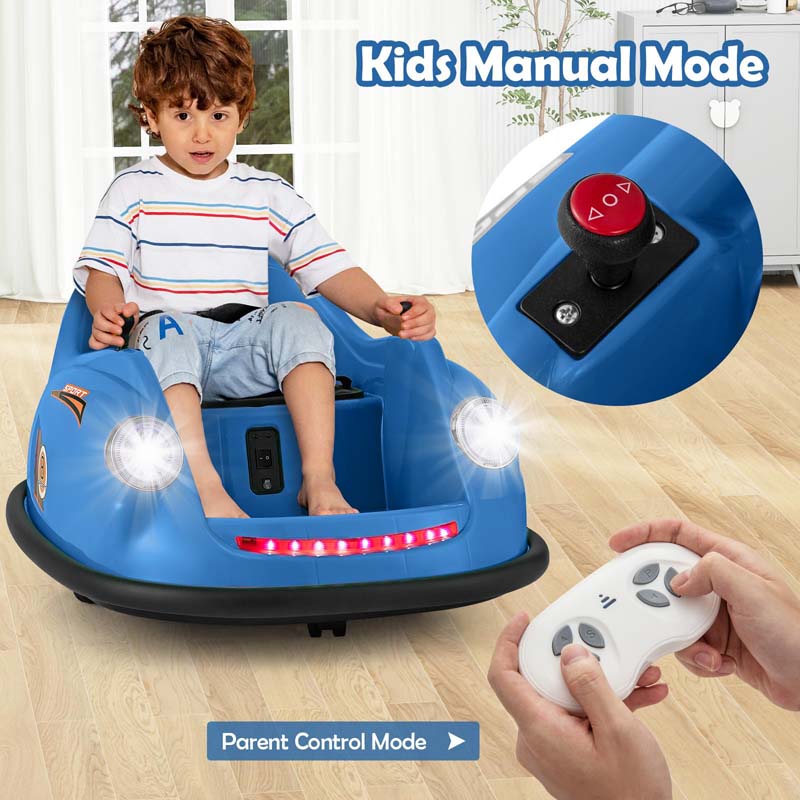 12V Electric Kids Ride on Bumper Car with Remote Control, 360° Spin & LED Lights, Battery Powered Baby Bumping Toy Car for Toddlers Ages 2-5