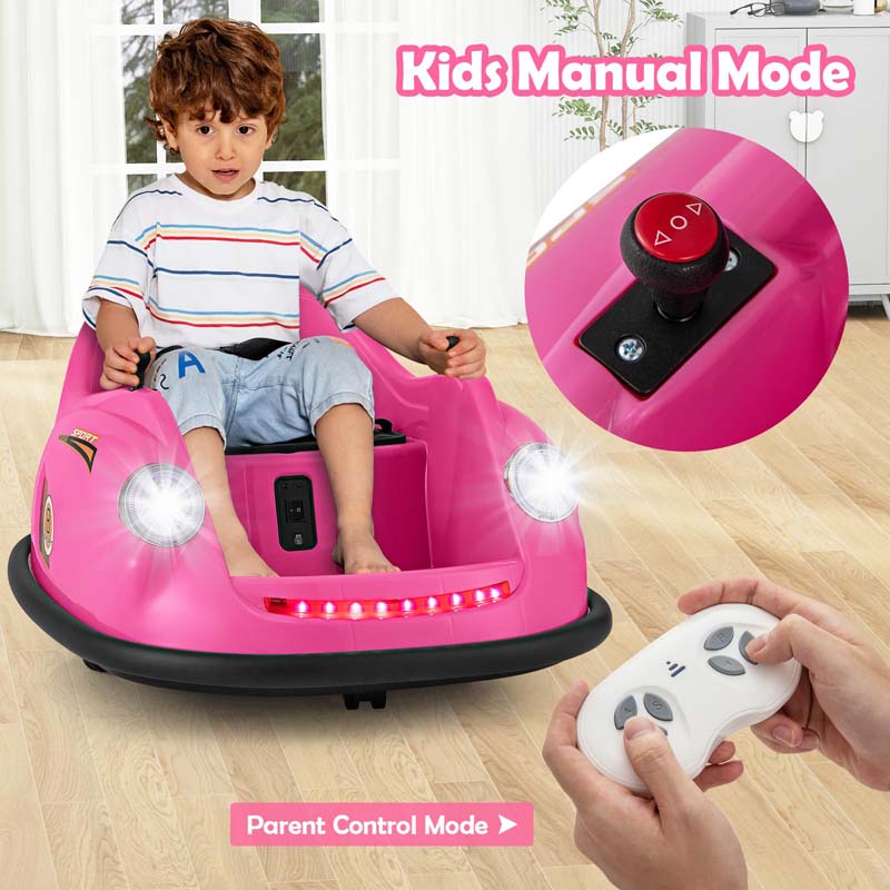 12V Electric Kids Ride on Bumper Car with Remote Control, 360° Spin & LED Lights, Battery Powered Baby Bumping Toy Car for Toddlers Ages 2-5