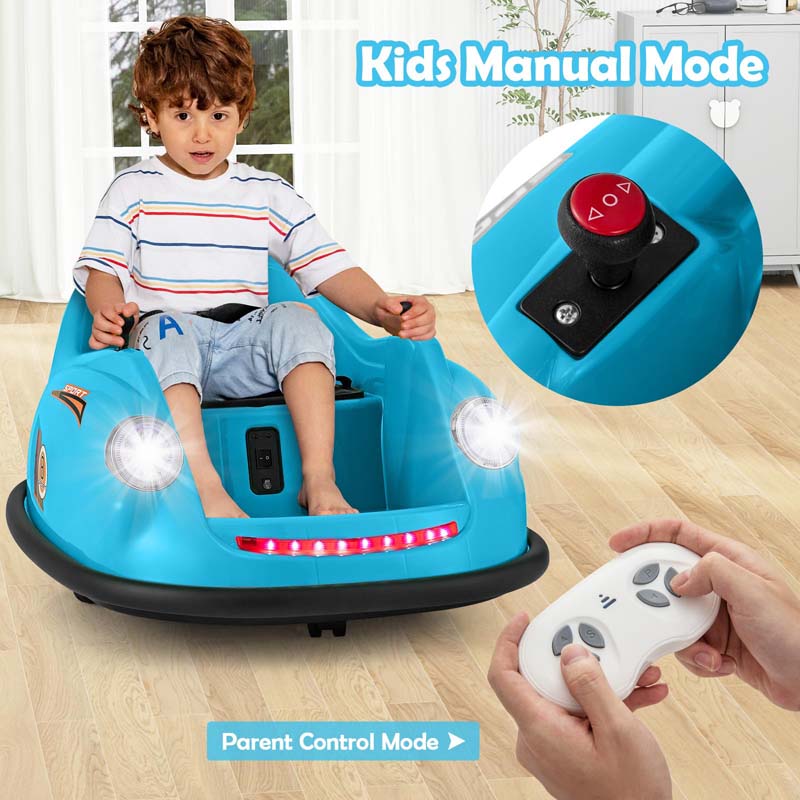12V Electric Kids Ride on Bumper Car with Remote Control, 360° Spin & LED Lights, Battery Powered Baby Bumping Toy Car for Toddlers Ages 2-5