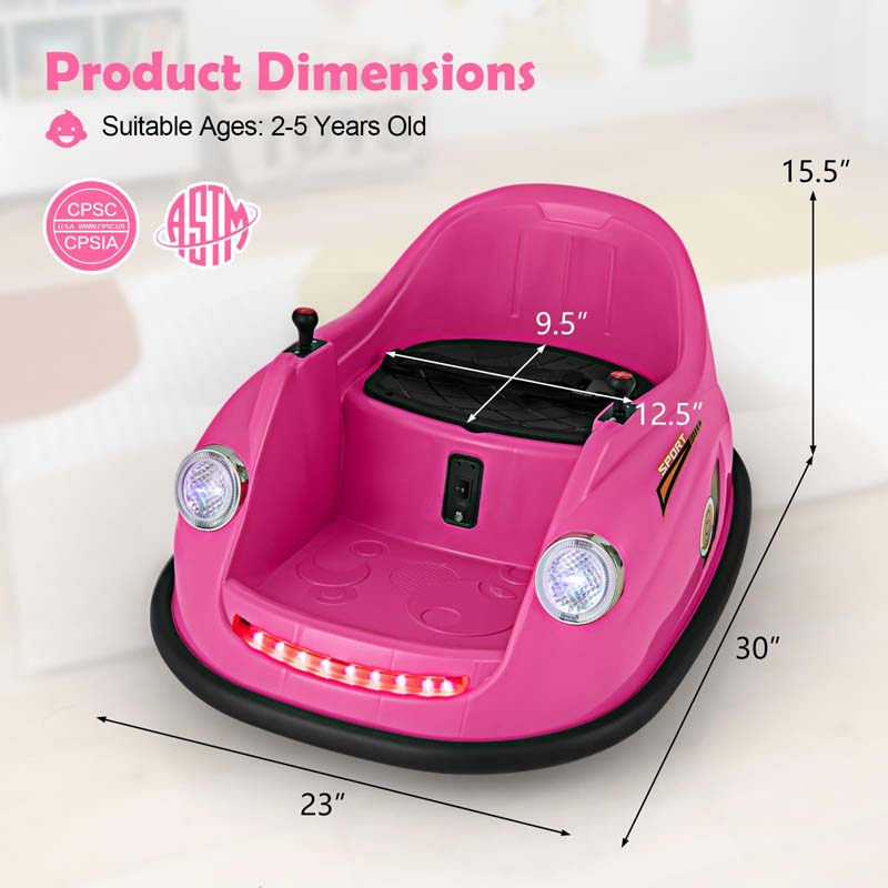 12V Electric Kids Ride on Bumper Car with Remote Control, 360° Spin & LED Lights, Battery Powered Baby Bumping Toy Car for Toddlers Ages 2-5