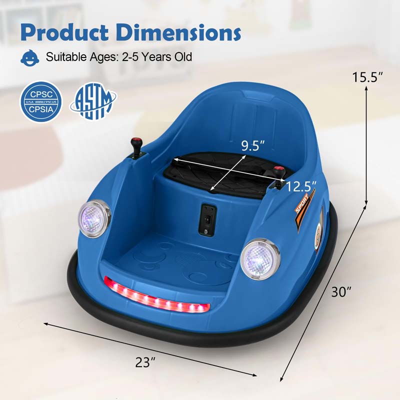 12V Electric Kids Ride on Bumper Car with Remote Control, 360° Spin & LED Lights, Battery Powered Baby Bumping Toy Car for Toddlers Ages 2-5