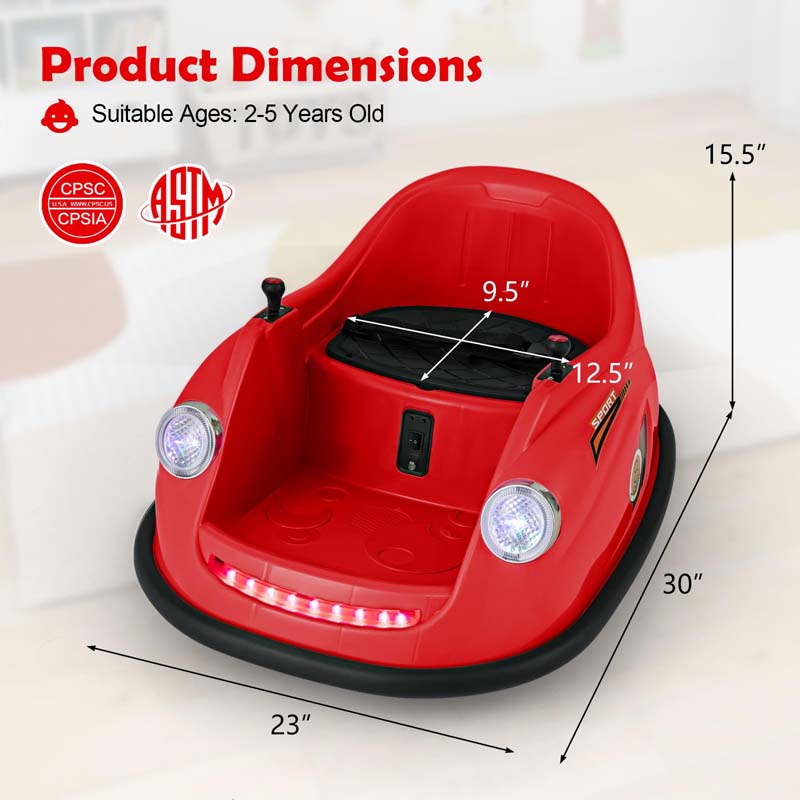 12V Electric Kids Ride on Bumper Car with Remote Control, 360° Spin & LED Lights, Battery Powered Baby Bumping Toy Car for Toddlers Ages 2-5