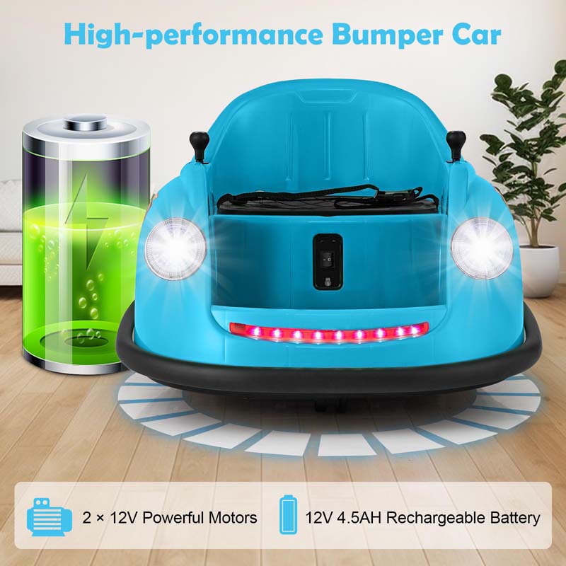 12V Electric Kids Ride on Bumper Car with Remote Control, 360° Spin & LED Lights, Battery Powered Baby Bumping Toy Car for Toddlers Ages 2-5