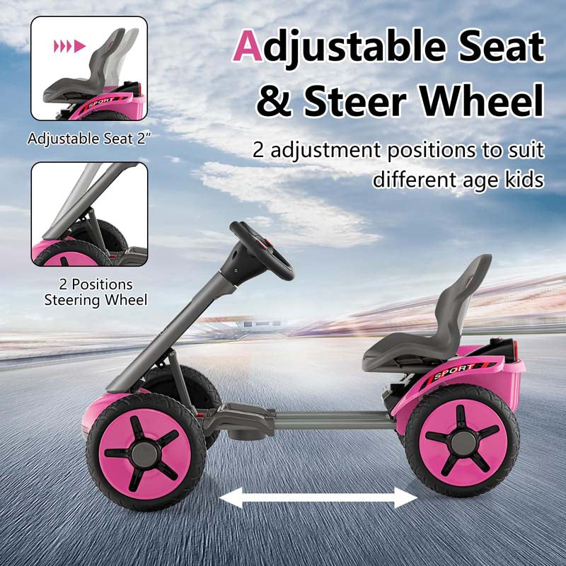 Kids Folding Electric Go Cart, 12V Battery Ride-On Car with Adjustable Seat and Steering Wheel, Detachable Cup Holder, LED Light