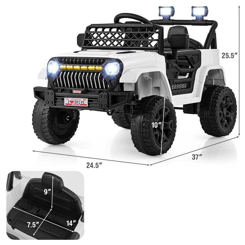 12V Kids Ride On Truck Car, Battery Powered Electric Vehicle with Parental Remote, LED Lights & Music Player for Boys & Girls Aged 3+