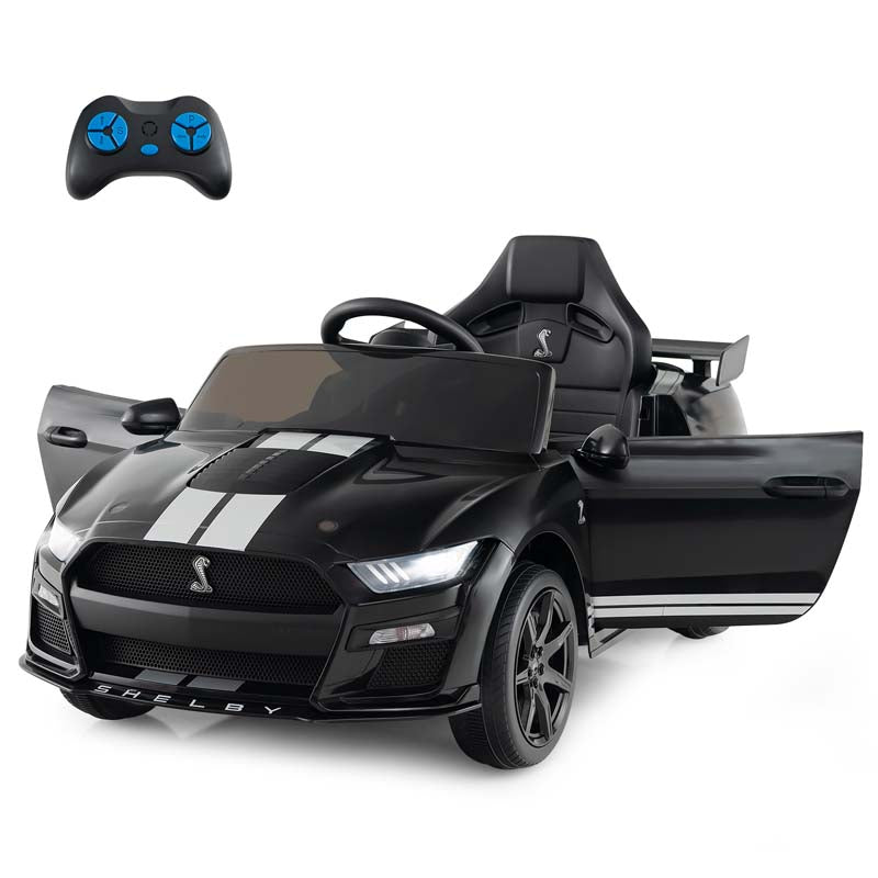12V Kids Ride-On Car, Licensed Ford Mustang Shelby GT500 Electric Vehicle Racing Car with Remote Control, 2 Speeds & LED Lights for Ages 3-8