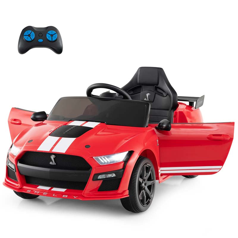 12V Kids Ride-On Car, Licensed Ford Mustang Shelby GT500 Electric Vehicle Racing Car with Remote Control, 2 Speeds & LED Lights for Ages 3-8